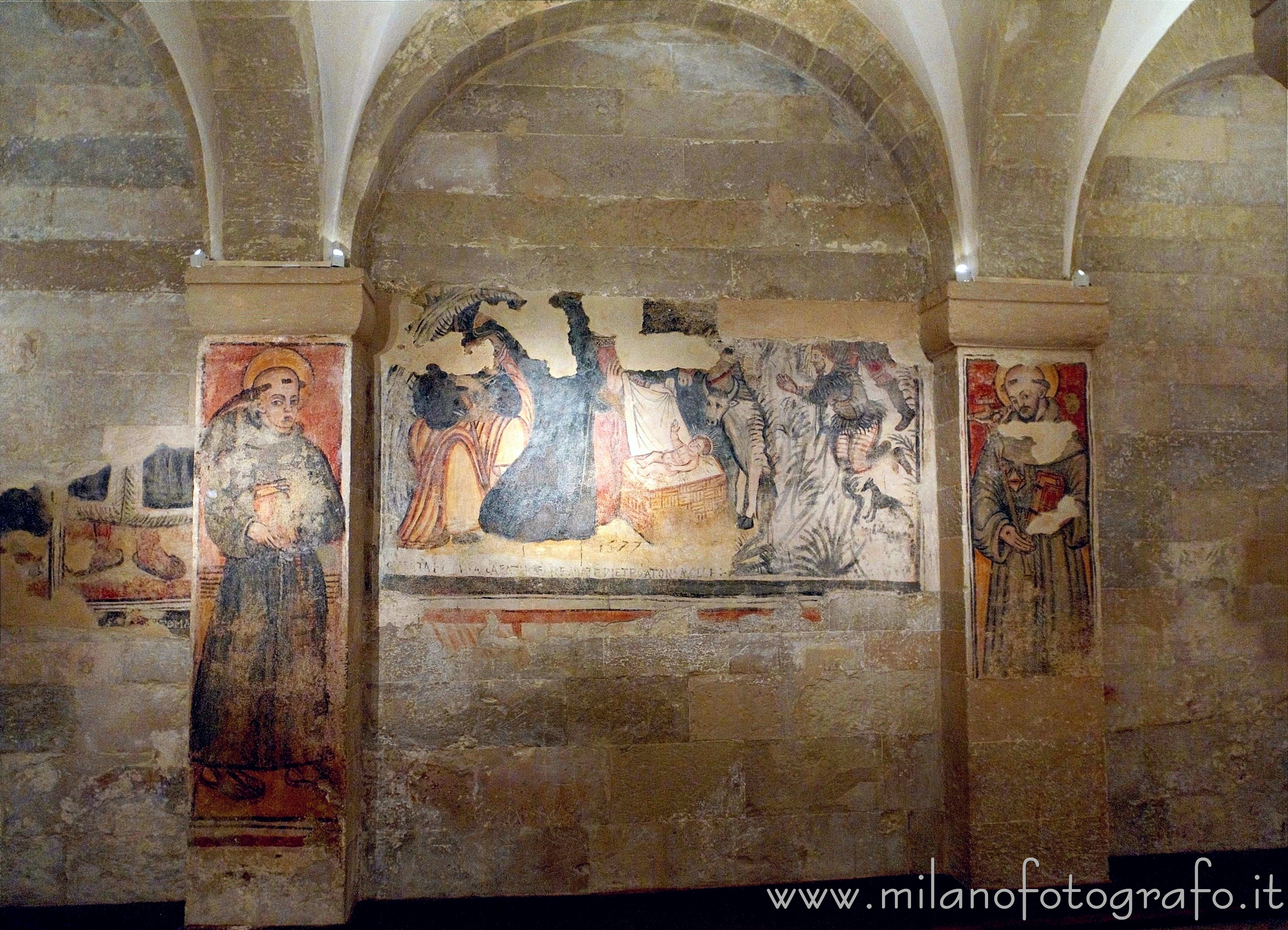 Otranto (Lecce, Italy) - Fresco of the nativity in the crypt of the Cathedral